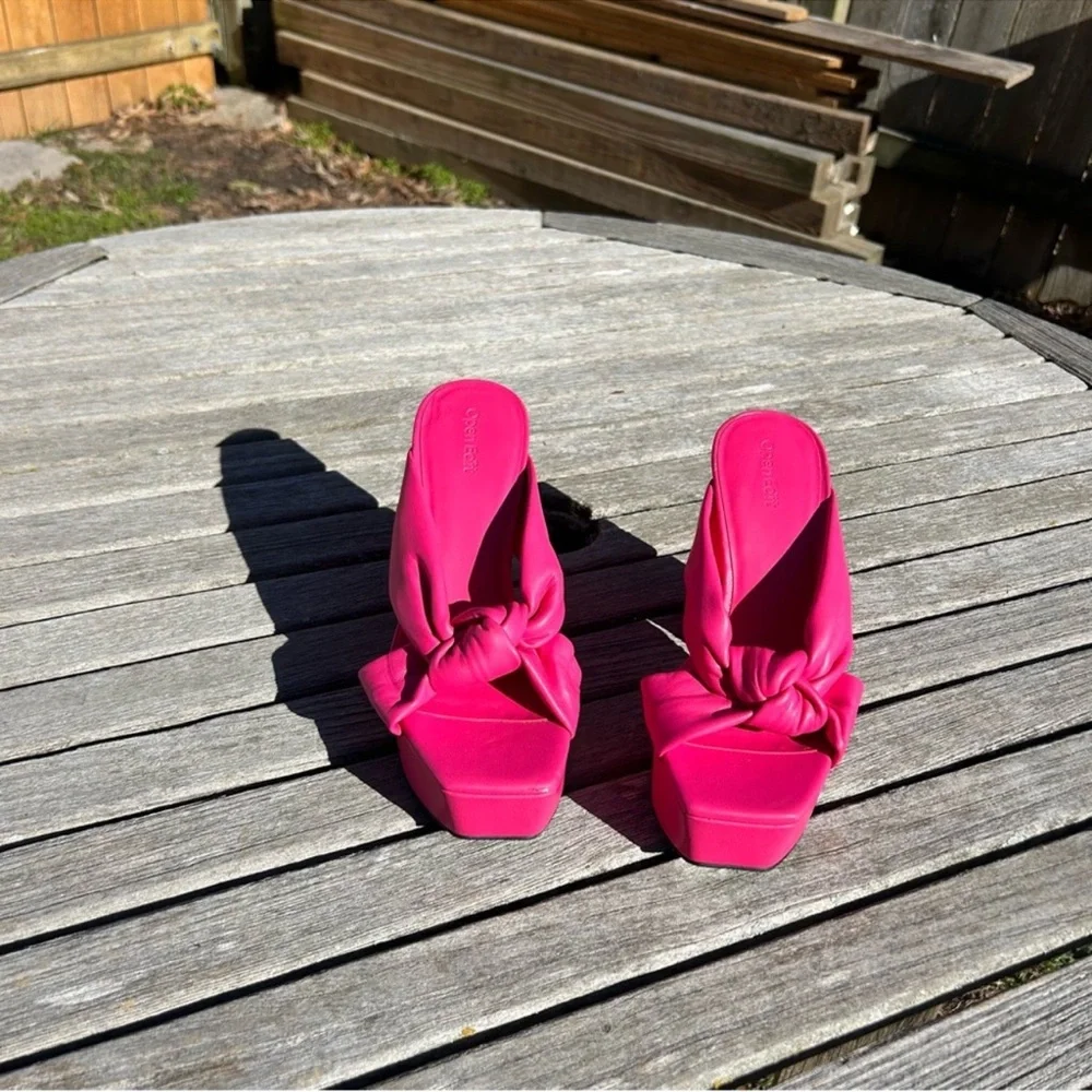 Open Edit Kaia Knot Platform Sandals in pink‎ rouge size 7 spring summer preppy